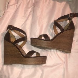 Charlotte Russe Brown Strappy Wedges